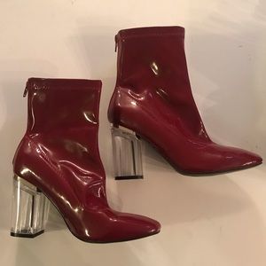 Red patent leather bootie
